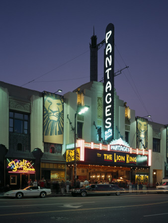 Pantages Theatre, 6233 Hollywood Boulevard, California (1929) - Exterior At Night by John Edward Linden Pricing Limited Edition Print image