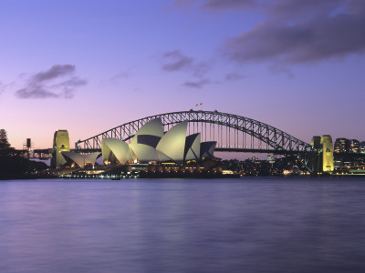 Opera House And Harbour Bridge, Sydney, At Dusk by Marcel Malherbe Pricing Limited Edition Print image