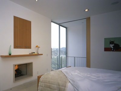 Oshry Residence, Bel Air, California, Bedroom With Fireplace, Spf Architects by John Edward Linden Pricing Limited Edition Print image