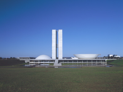 Brazilian Congress, Praca Dos Tres Poderes, Brasilia, 1958, Architect: Oscar Niemeyer by Kadu Niemeyer Pricing Limited Edition Print image