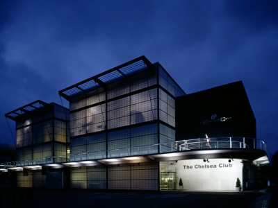 Chelsea Club, Fulham Road, London, Exterior At Dusk, Fletcher Priest Architects by Richard Bryant Pricing Limited Edition Print image