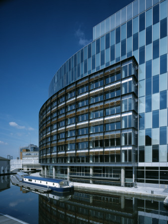 The Point, Paddington Basin London, South Elevation, Barge, Architect: Terry Farrell And Partners by Peter Durant Pricing Limited Edition Print image