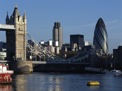 City Of London With Tower Bridge, 30 St Mary Axe, The Swiss Re And Tower 42 by Richard Bryant Pricing Limited Edition Print image