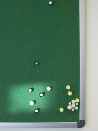 Office Life And Interiors Part Two, Green Pinboard With Pins by Tim Mitchell Pricing Limited Edition Print image