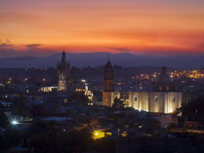 The City Of San Miguel At Night, San Miguel De Allende, Guanajuato State, Mexico by Julie Eggers Pricing Limited Edition Print image