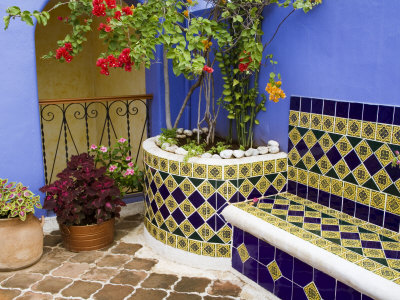 Sitting Area At The Hotel Mediomundo, Merida, Yucatan, Mexico by Julie Eggers Pricing Limited Edition Print image