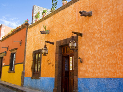 Houses Along Cobblestone Street, San Miguel, Guanajuato State, Mexico by Julie Eggers Pricing Limited Edition Print image