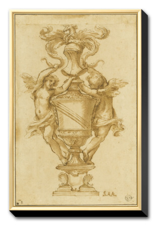 Decorative Vase With The Arms Of Albergati Bologna by Alessandro Algardi Pricing Limited Edition Print image