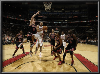 Chicago Bulls V Toronto Raptors: Omer Asik, Jerryd Bayless And C.J. Watson by Ron Turenne Pricing Limited Edition Print image