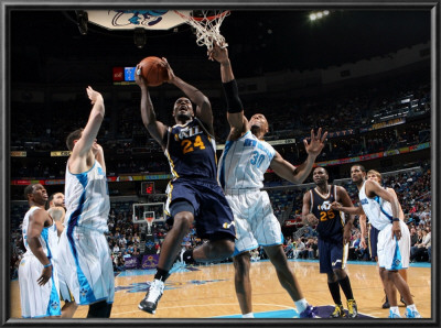 Utah Jazz V New Orleans Hornets: Paul Millsap And David West by Layne Murdoch Pricing Limited Edition Print image
