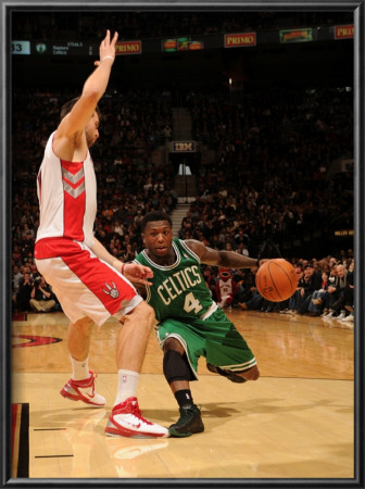 Boston Celtics V Toronto Raptors: Nate Robinson And Andrea Bargnani by Ron Turenne Pricing Limited Edition Print image