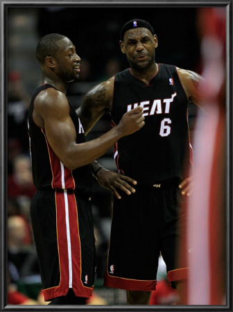 Miami Heat V Milwaukee Bucks: Dwyane Wade And Lebron James by Jonathan Daniel Pricing Limited Edition Print image