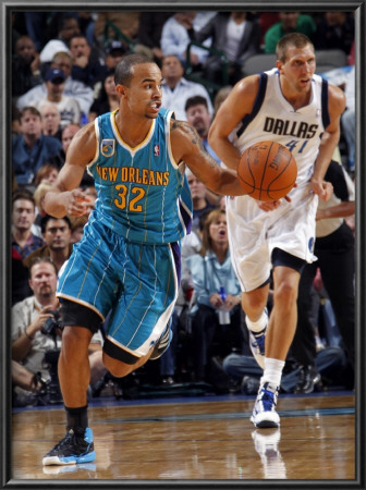 New Orleans Hornets V Dallas Mavericks: Jerryd Bayless And Dirk Nowitzki by Layne Murdoch Pricing Limited Edition Print image
