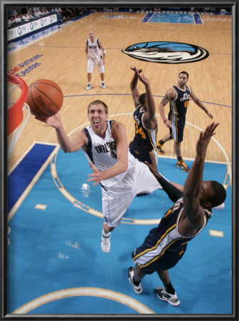 Utah Jazz V Dallas Mavericks: Dirk Nowitzki And Paul Millsap by Glenn James Pricing Limited Edition Print image