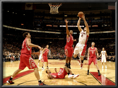 Houston Rockets V Toronto Raptors: Linas Kleiza And Chuck Hayes by Ron Turenne Pricing Limited Edition Print image