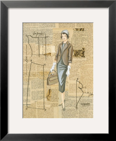 Lady In Grey Dress With Pattern by Cuca Garcia Pricing Limited Edition Print image