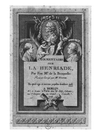Frontispiece Of The Commentary By De La Beaumelle Of 'La Henriade' By Voltaire by Augustin De Saint-Aubin Pricing Limited Edition Print image