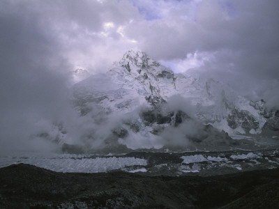 Glacier Below Framed Mountain Peak, Nepal by Michael Brown Pricing Limited Edition Print image
