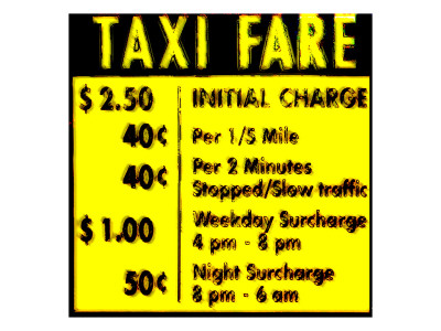 Taxi Fare, New York by Tosh Pricing Limited Edition Print image