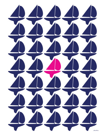 Navy Pink Regatta by Avalisa Pricing Limited Edition Print image