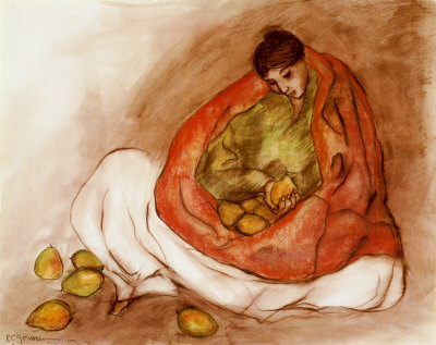 Navajo With Pears by R. C. Gorman Pricing Limited Edition Print image