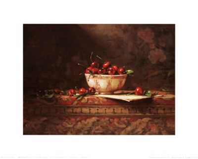 Cherries In Oriental Bowl by Del Gish Pricing Limited Edition Print image