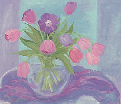 Silk Sari Cloth Tulips by Lilliana Braico Pricing Limited Edition Print image
