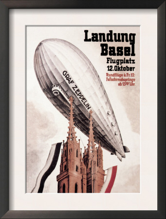 Graf Zeppelin Flies Over The Cathedral In Basel Switzerland by Otto Jacob Plattner Pricing Limited Edition Print image
