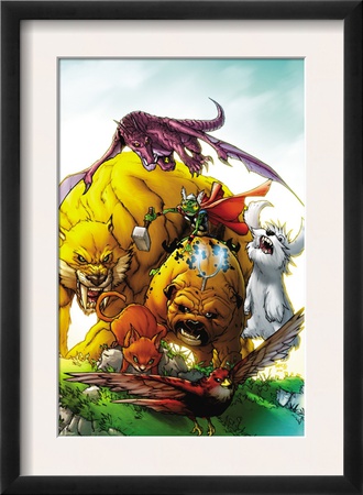 Tails Of The Pet Avengers #1 Cover: Lockjaw, Lockheed, Zabu, Redwing, Hairball, Ms. Lion And Throg by Humberto Ramos Pricing Limited Edition Print image