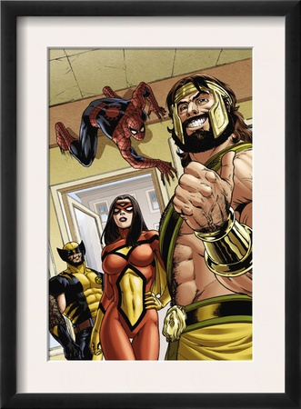 Assault On New Olympus Prologue #1 Group: Hercules, Spider Woman, Spider-Man And Wolverine by Rodney Buchemi Pricing Limited Edition Print image