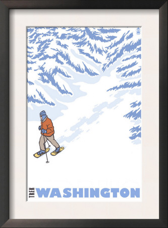 Washington - Trek Washington, Stylized Snowshoer, C.2008 by Lantern Press Pricing Limited Edition Print image