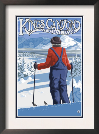 Kings Canyon Nat'l Park - Skier Admiring - Lp Poster, C.2009 by Lantern Press Pricing Limited Edition Print image