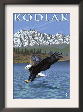 Kodiak, Alaska - Eagle Fishing, C.2009 by Lantern Press Pricing Limited Edition Print image