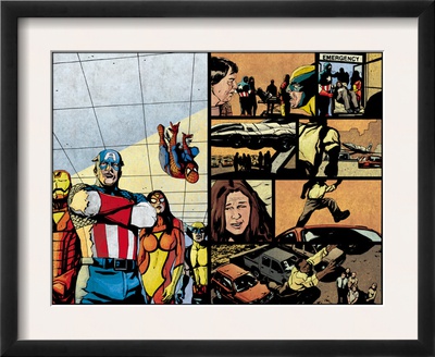 Pulse #12 Group: Captain America, Spider Woman, Spider-Man, Iron Man, Wolverine And New Avengers by Michael Gaydos Pricing Limited Edition Print image