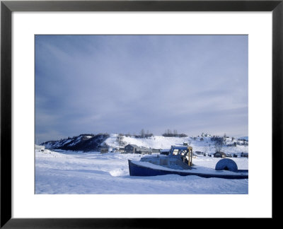 Abandoned Boat On Frozen Body Of Water, Ak by Jim Oltersdorf Pricing Limited Edition Print image