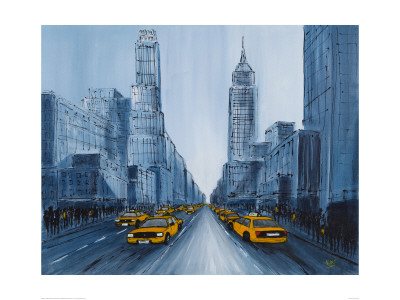 Yellow Cabs, New York by Geoff King Pricing Limited Edition Print image