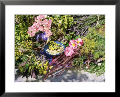 Fresh Cuts Herbs On A Table Lavender, Rosemary, Sage, Thyme With Roses by Linda Burgess Pricing Limited Edition Print image
