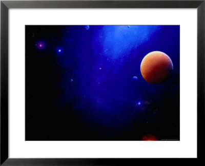 Space And Illustration Of Planets by Ron Russell Pricing Limited Edition Print image