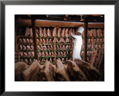 Meat Industry In The Usa, Rib Roasts On Shelves And Butcher Making A Selection Or Choice by Ralph Crane Pricing Limited Edition Print image
