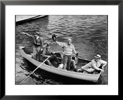 President Harry S. Truman Standing In Rowboat, Fishing With Others by George Skadding Pricing Limited Edition Print image