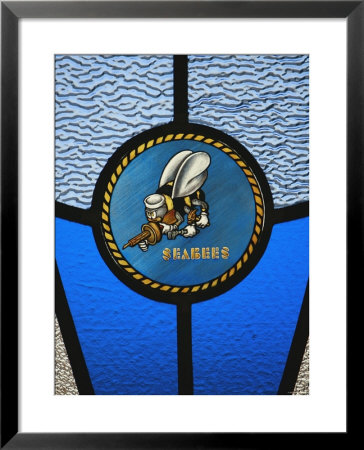 A Single Seabee Logo Built Into A Stained-Glass Window, Al Asad, Iraq by Stocktrek Images Pricing Limited Edition Print image