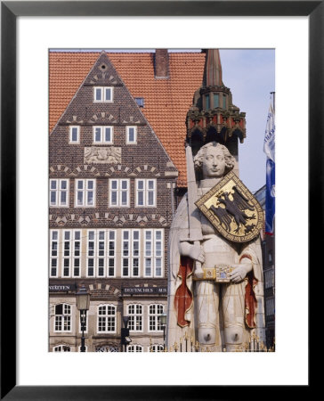 Statue And Architecture Of The Main Square, Bremen, Germany. by R Richardson R Richardson Pricing Limited Edition Print image
