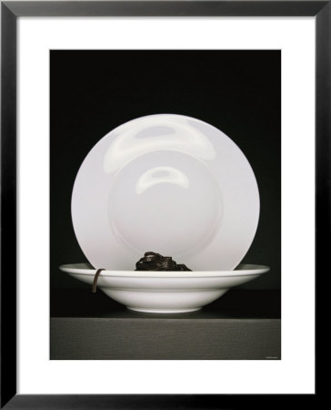 Black Ribbon Pasta With Two White Pasta Plates by Jan-Peter Westermann Pricing Limited Edition Print image