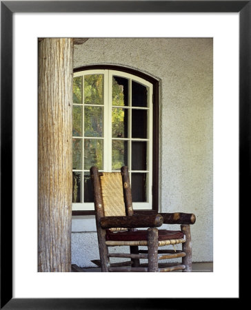 Rocking Chair At Lake Mcdonald Lodge In Glacier National Park, Montana, Usa by Chuck Haney Pricing Limited Edition Print image