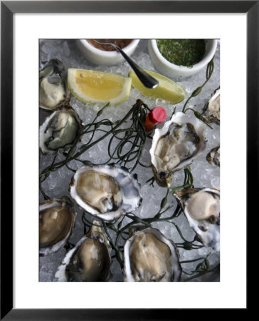 Hog Island Oysters On A Plate With Dips, San Francisco, California by Sandra Cannon Pricing Limited Edition Print image