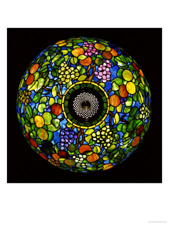 Overhead Detail From The Shade Of An Important Fruit Leaded Glass And Bronze Table Lamp by Tiffany Studios Pricing Limited Edition Print image