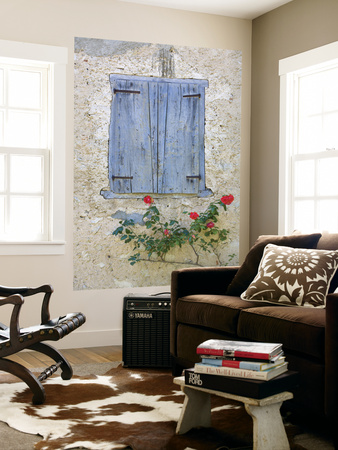 Window Shutters And Roses, Roquefixade, Ariege, Midi-Pyrenees, France by Doug Pearson Pricing Limited Edition Print image