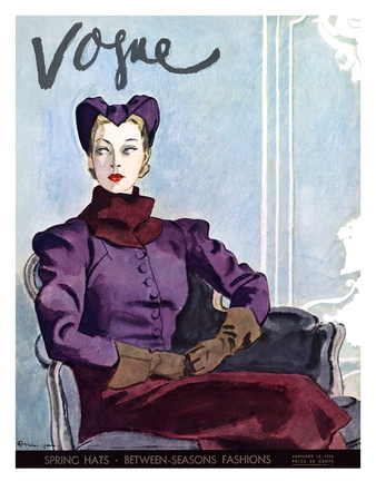 Vogue Cover - January 1936 by Pierre Mourgue Pricing Limited Edition Print image