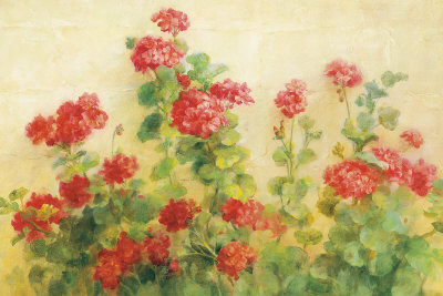 Red Geraniums On White by Danhui Nai Pricing Limited Edition Print image