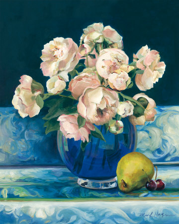 Peonies In Cobalt Vase by Marilyn Hageman Pricing Limited Edition Print image
